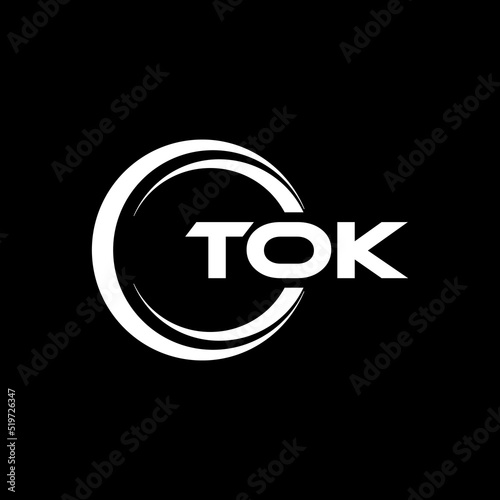TOK letter logo design with black background in illustrator, cube logo, vector logo, modern alphabet font overlap style. calligraphy designs for logo, Poster, Invitation, etc.
