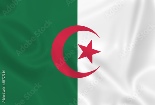 Illustration waving state flag of Algeria