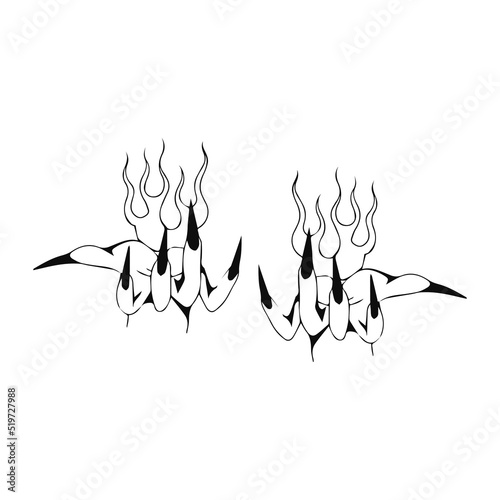 vector illustration of hand with fire