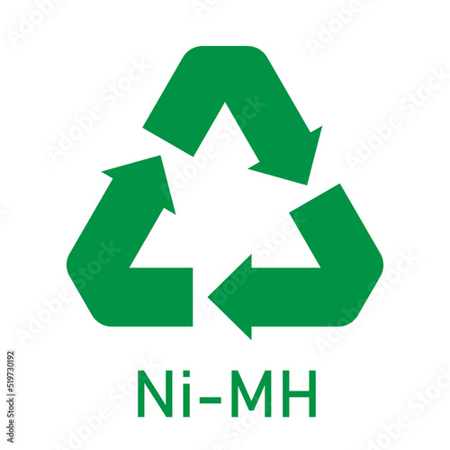 Battery recycling, Nickel-Metal Hydride Battery, vector illustration, sign.