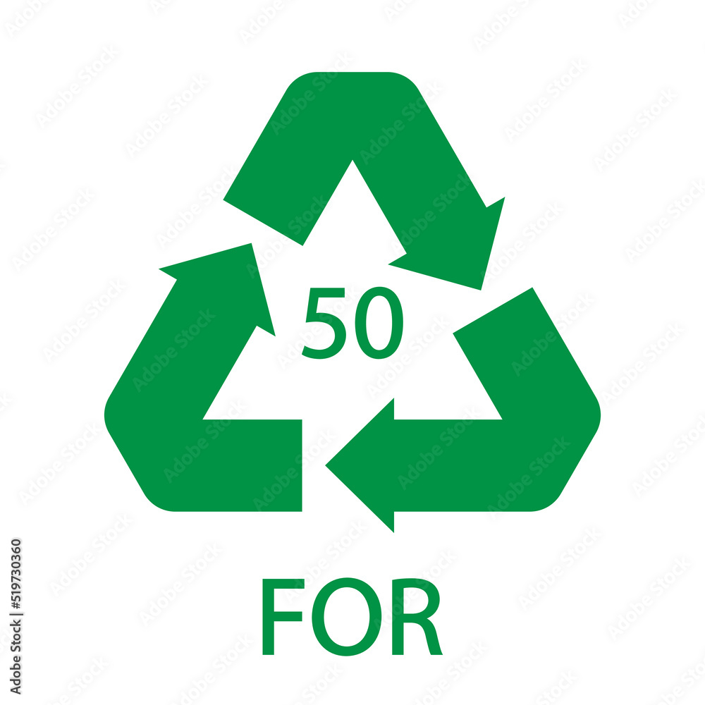 Bio material recycling code 50 FOR. Vector Illustration Bio material recycling code 50 FOR. Vector Illustration