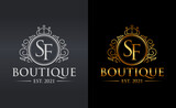 Luxury, Heraldic, Royal, Decoration, Boutique Logo. Interior Icon. Fashion, Jewelry, Beauty Salon, Hotel Logo. Cosmetics, Spa Logo. Resort and Restaurant Logo. Crown Icon.