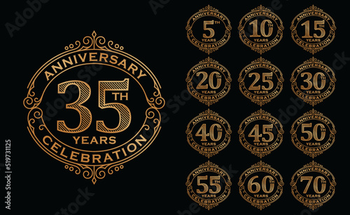 Luxury Anniversary Logo Design Vector Template