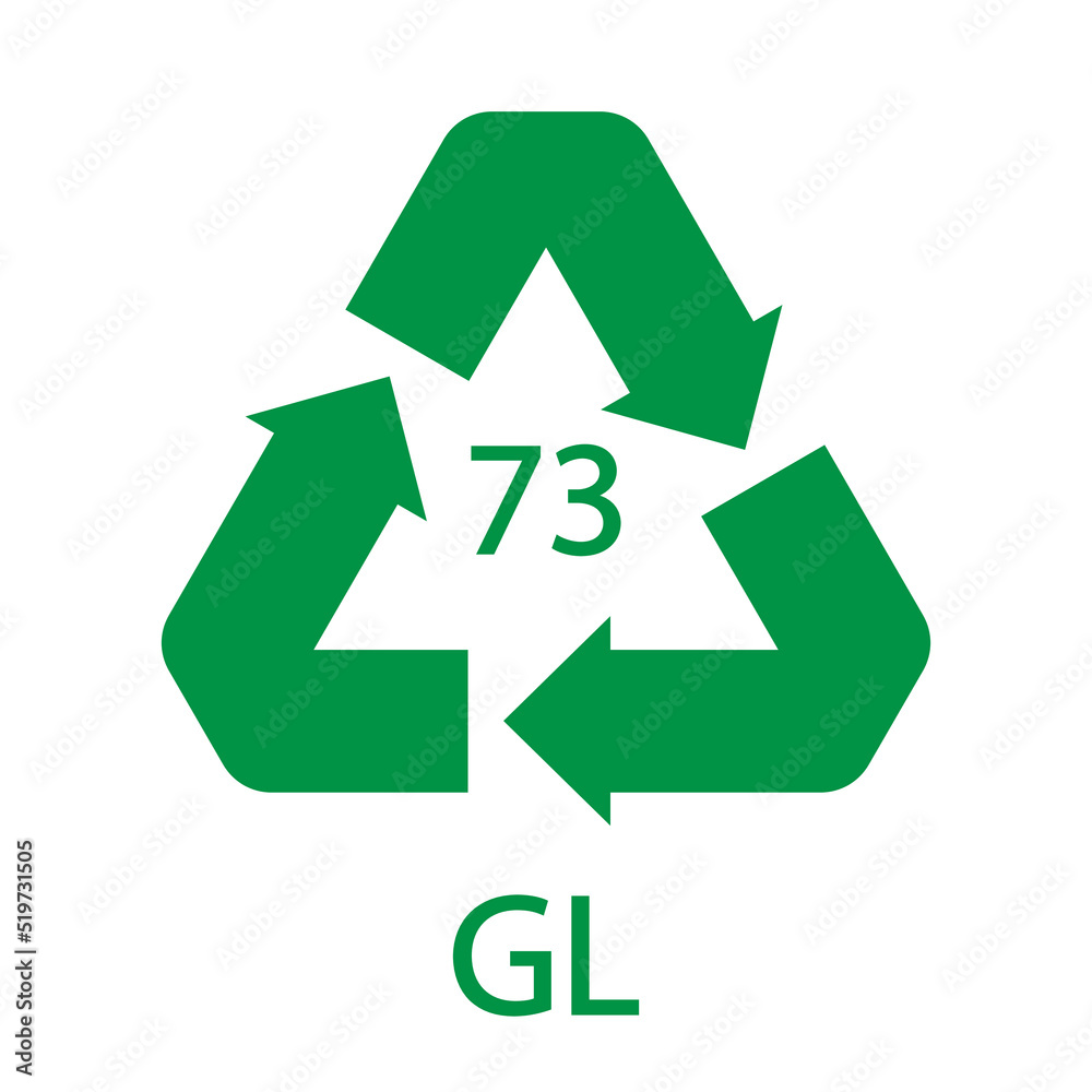 Bottle Glass recycling code 73 GL. Vector illustration Bottle Glass recycling code 73 GL. Vector illustration