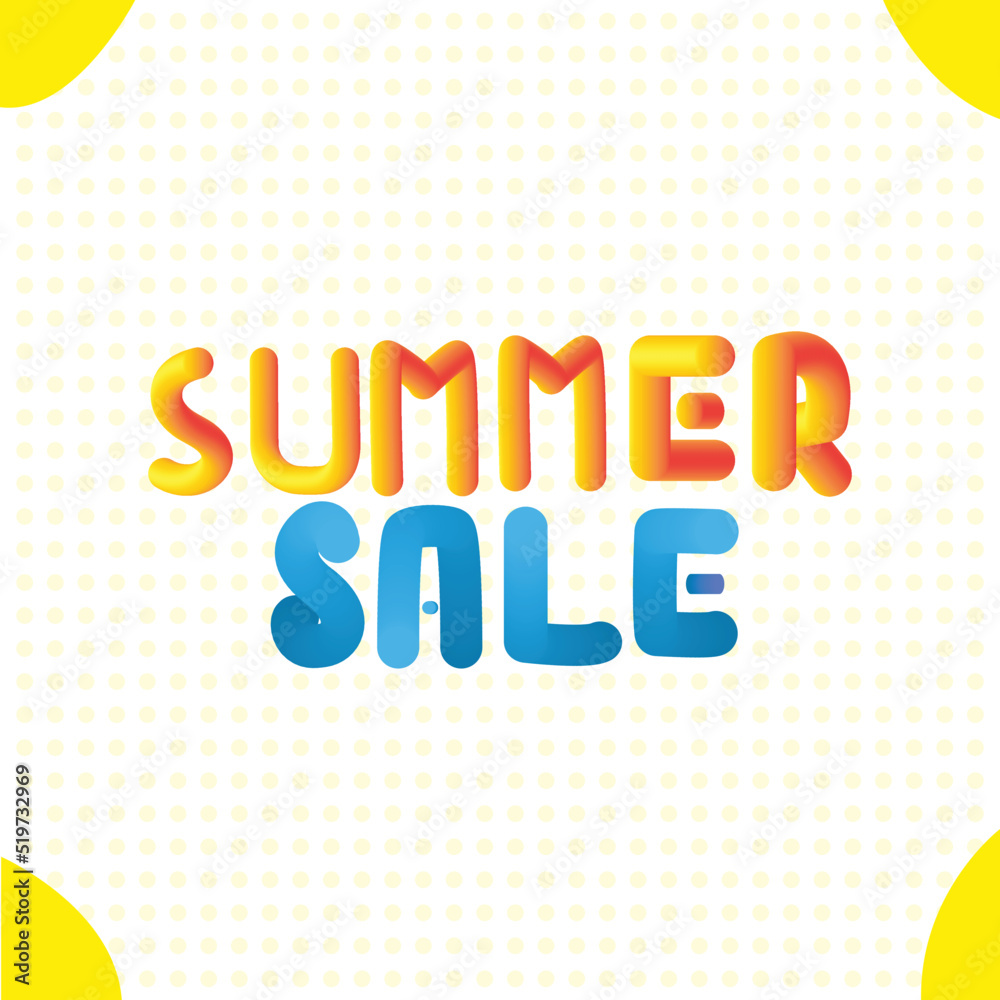 Summer Sale 3d Text Typography Design Summer sale advertisement design template for social media 