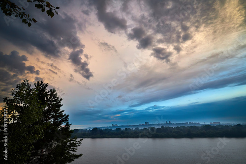 Summer sunset on the Volga river. Summer evening. photo