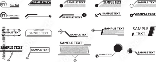 Circle Abstract digital technology UI UX Futuristic HUD, Call Outs Title, FUI, Virtual Interface. Frames in Sci- Fi style. Callout info glitch box sign with distorted letters, Modern glitch Callouts