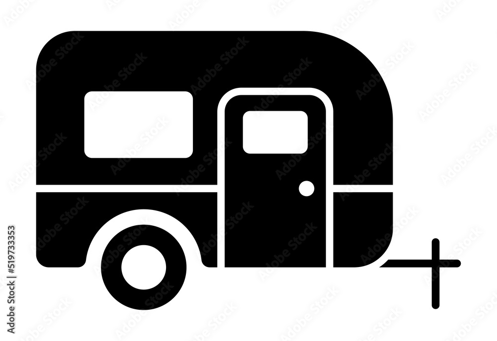 Flat icon of the camper trailer Flat icon of the camper trailer
