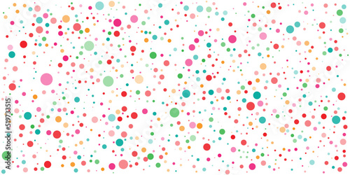 Abstract Colorful Spotted Pattern - Random Placed Spots, Circles of Various Sizes and Colors, Texture, Generative Art, Vector Design on Light Background
