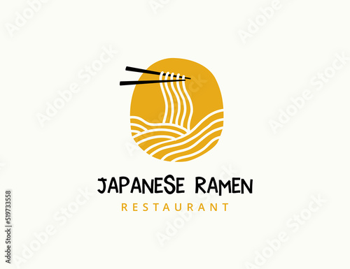 Japanese food ramen noodles graphic logo design 