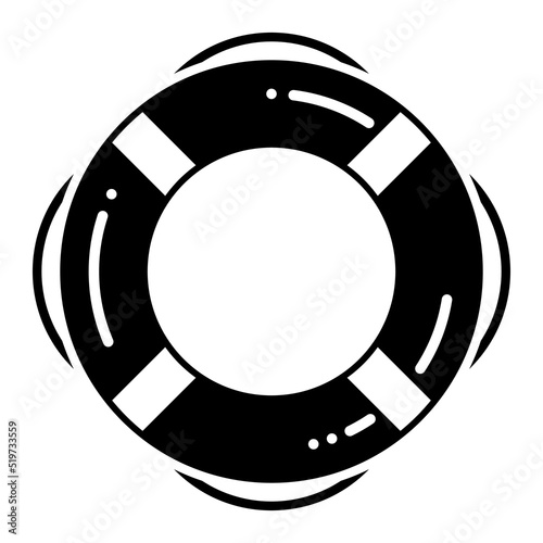 Flat icon of the lifebuoy in black color