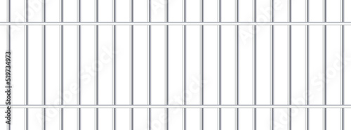 Metal prison background. Cage of jail. Grate of gaol. Iron sticks for arrest, criminal and prisoner. Concept of justice and sentence. Metallic grid. Vector