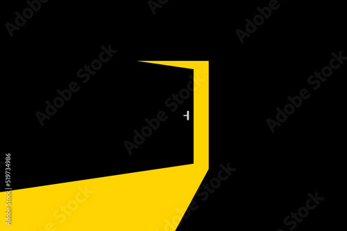 Принти на полотні Open door with light beam on dark background