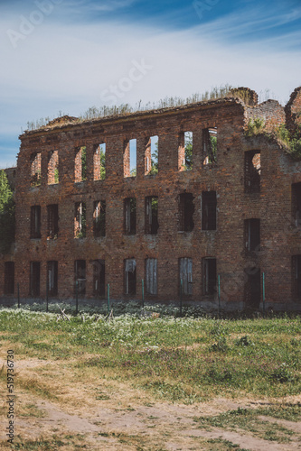 Ruins of a brick prison in the fortress of Oreshek in Russia
