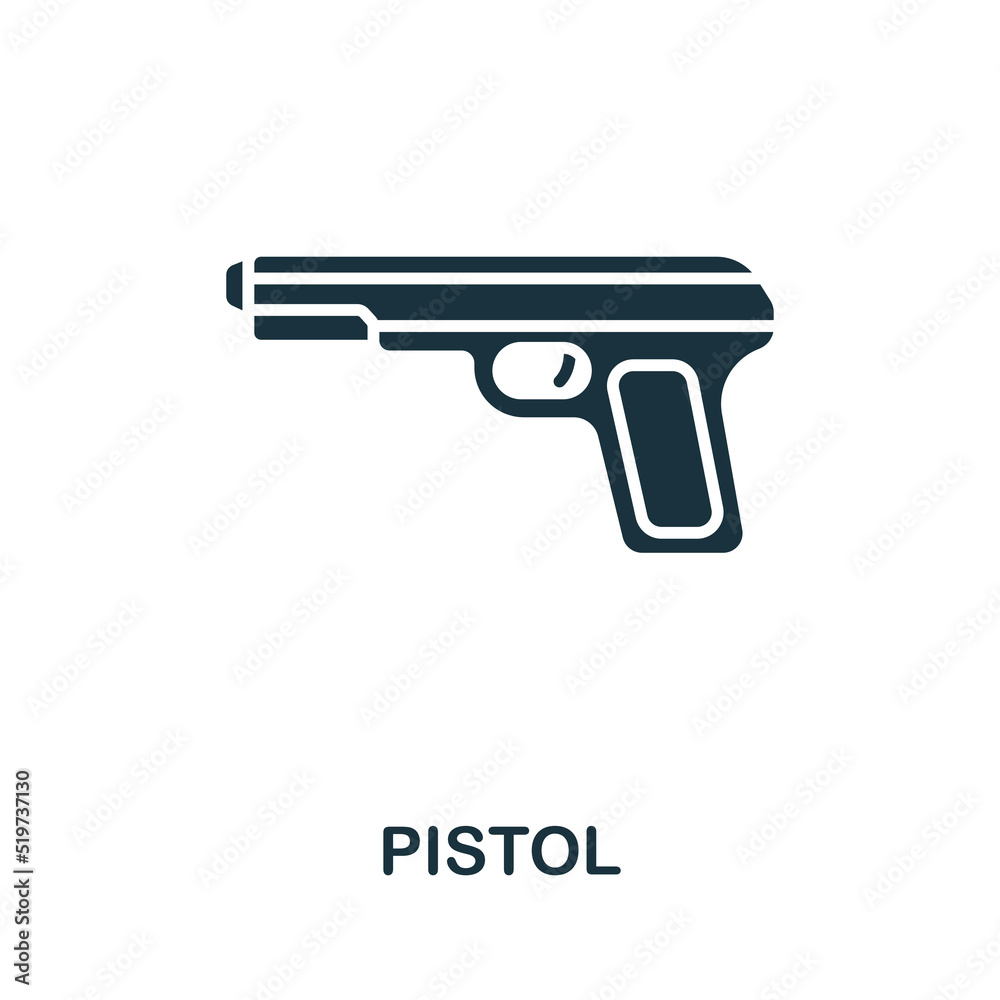 Pistol icon. Monochrome simple line Weapon icon for templates, web design and infographics