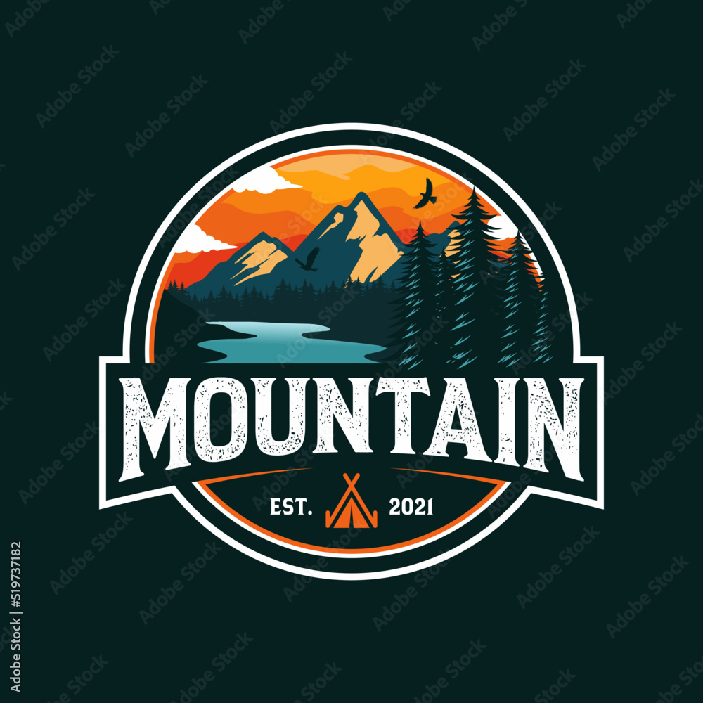 custom made wallpaper toronto digitalMountain logo design vector illustration, outdoor adventure . Vector graphic for t shirt and other uses.