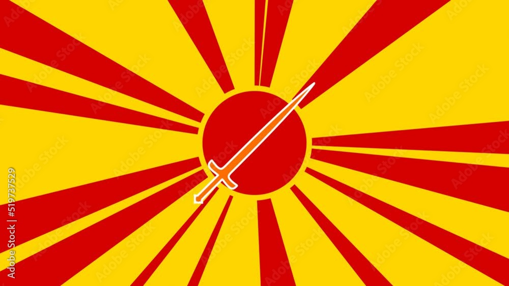 Sword symbol on the background of animation from moving rays of the sun. Large orange symbol increases slightly. Seamless looped 4k animation on yellow background Sword symbol on the background of animation from moving rays of the sun. Large orange symbol increases slightly. Seamless looped 4k animation on yellow background
