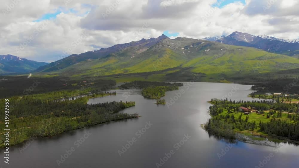 4K Drone Video of Mountain Peaks and Granite Creek near Denali National Park in Alaska on Sunny Summer Day 4K Drone Video of Mountain Peaks and Granite Creek near Denali National Park in Alaska on Sunny Summer Day