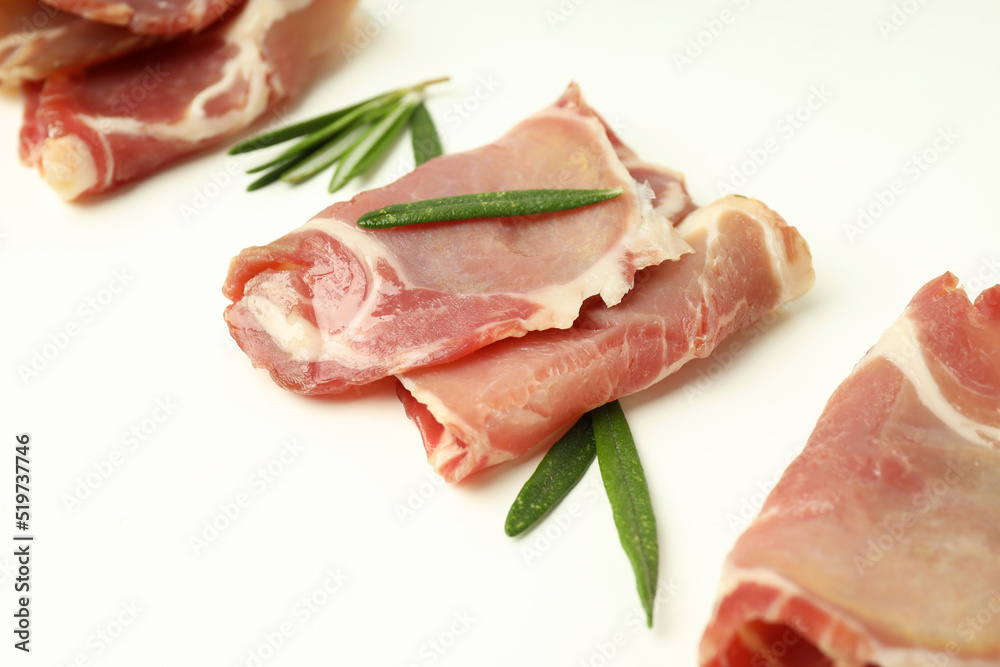 Concept of delicious Spanish cuisine - jamon, close up Concept of delicious Spanish cuisine - jamon, close up