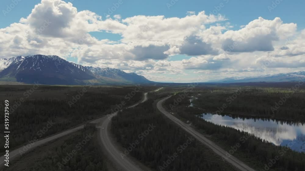 4K Drone Video of Mountain Peaks and Granite Creek near Denali National Park in Alaska on Sunny Summer Day 4K Drone Video of Mountain Peaks and Granite Creek near Denali National Park in Alaska on Sunny Summer Day