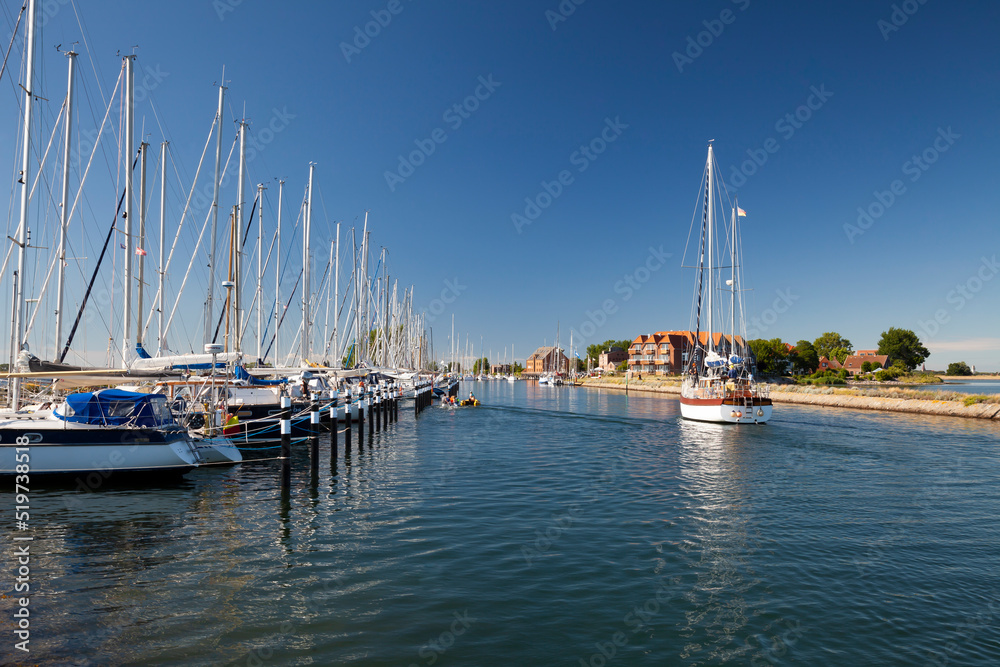 Port of Orth with sailingboats Fehmarn Island, Baltic Sea, Schleswig-Holstein, Germany, Europe