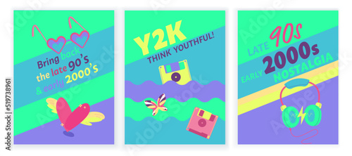 Trending Y2K vertical posters set. Banners collection