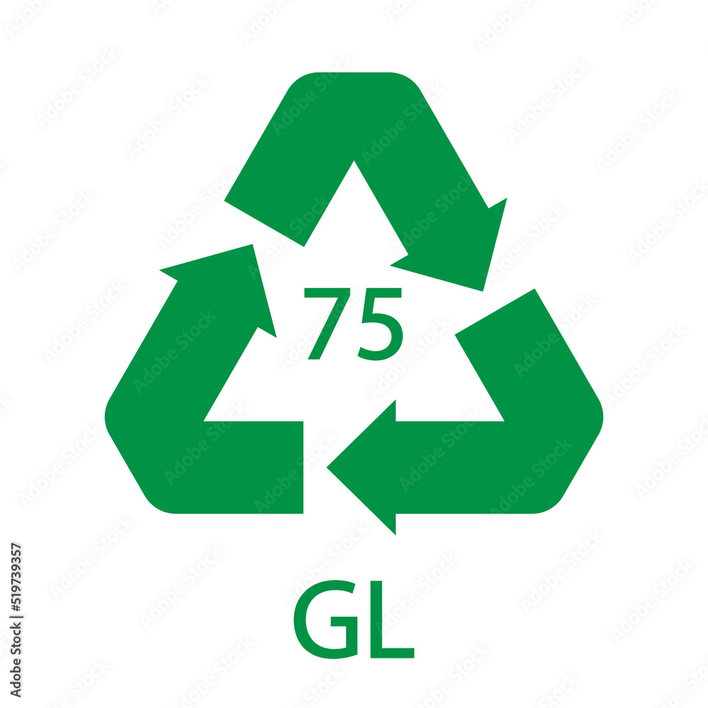 Low Lead Glass. Glass recycling code 75 GL. Vector illustration Low Lead Glass. Glass recycling code 75 GL. Vector illustration