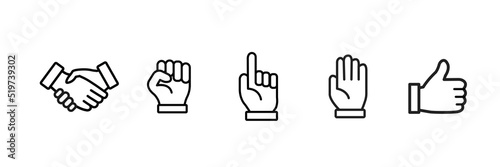 Vector image set of hands the line of icons.