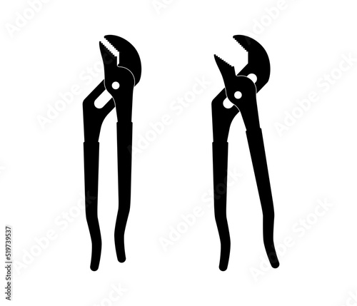 Tongue and groove plier silhouette black color vector isolated. Plier vector.