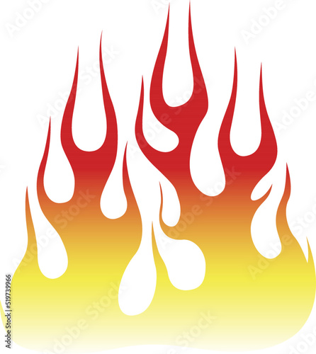 Fire flames isolated on white background. Tribal tattoo design.