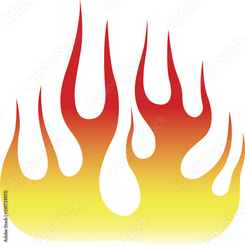 Fire flames isolated on white background. Tribal tattoo design.