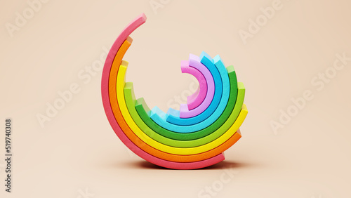 Colorful abstract geometrical shapes, 3d rendering illustration.