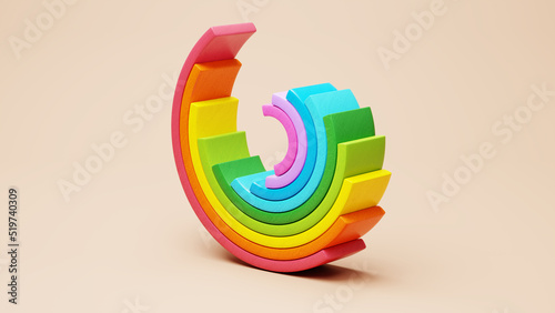 Colorful abstract geometrical shapes, 3d rendering illustration.