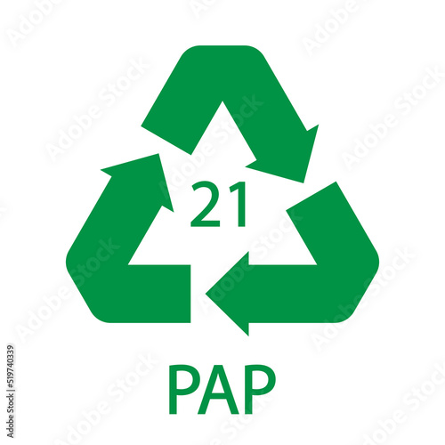 Paper recycling symbol PAP 21 other mixed paper. Vector illustration