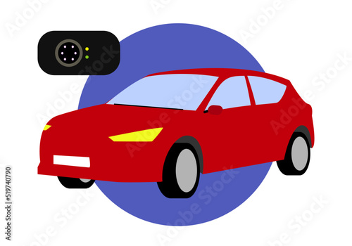 Icono de cámara de detección de fatiga del conductor del automóvil en color