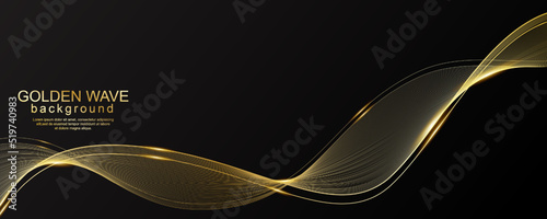 Luxury golden waves design on black background