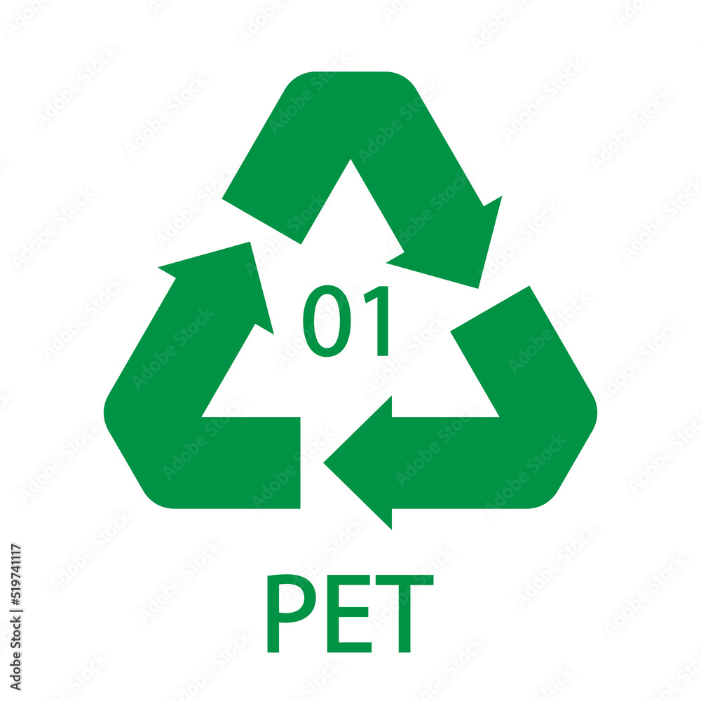 PET 01 recycling code symbol. Plastic recycling vector polyethylene sign. PET 01 recycling code symbol. Plastic recycling vector polyethylene sign.