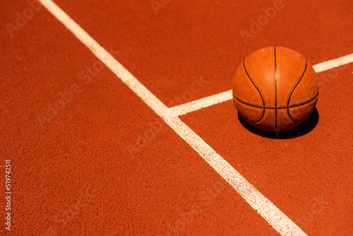 Basketball on Court Floor close up