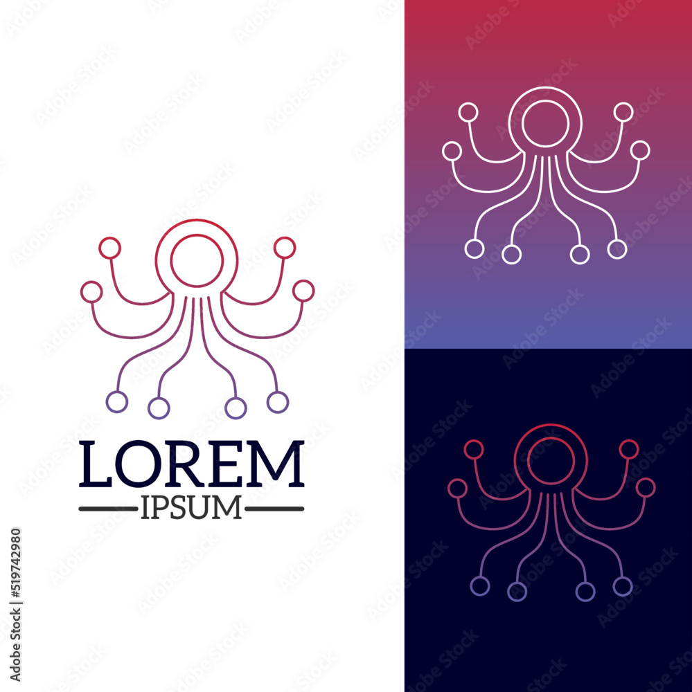 Illustration vector graphic design logo octopus technology
