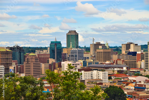 Harare city centre aerial panoramic view, Zimbabwe