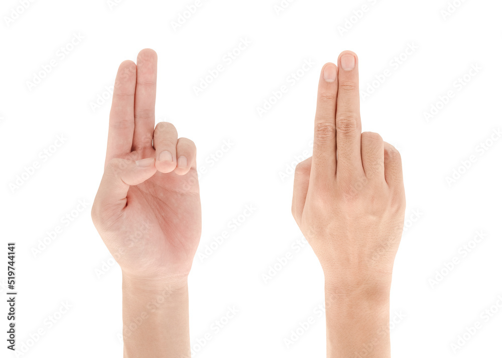 Hand gesture Two fingers up isolated on white background, Clipping path Included. Hand gesture Two fingers up isolated on white background, Clipping path Included.