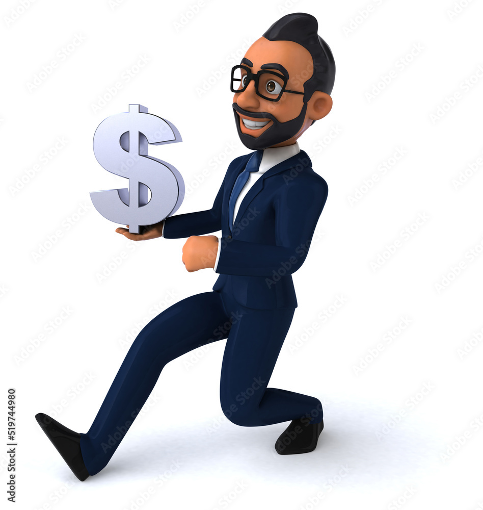 Fun 3D cartoon illustration of an indian businessman Fun 3D cartoon illustration of an indian businessman