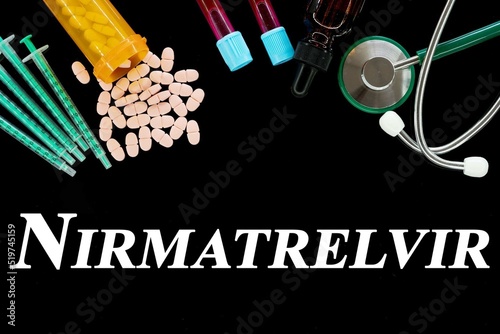 Nirmatrelvir antiviral drug, cure Coronavirus infection,COVID-19 virus disease prevention and protection photo