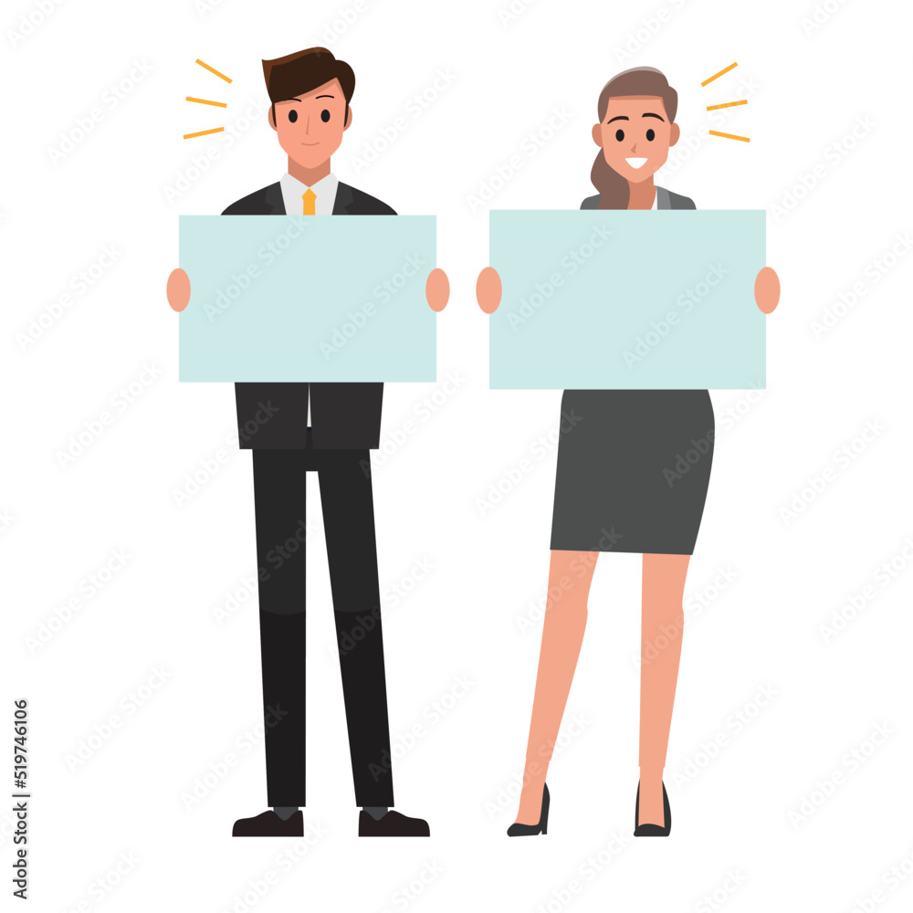 Business People holding sign welcome to teamwork ,Vector illustration cartoon character. Business People holding sign welcome to teamwork ,Vector illustration cartoon character.