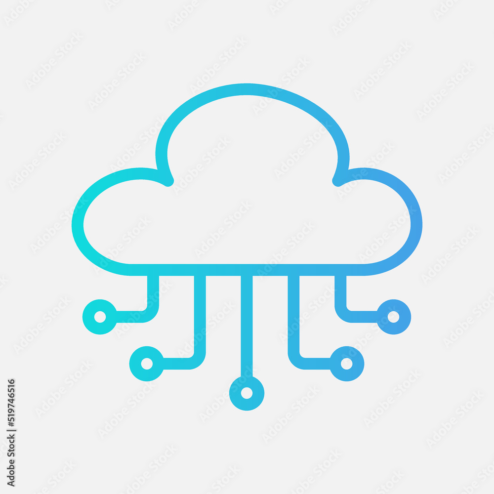 Cloud computing icon in gradient style, use for website mobile app presentation Cloud computing icon in gradient style, use for website mobile app presentation