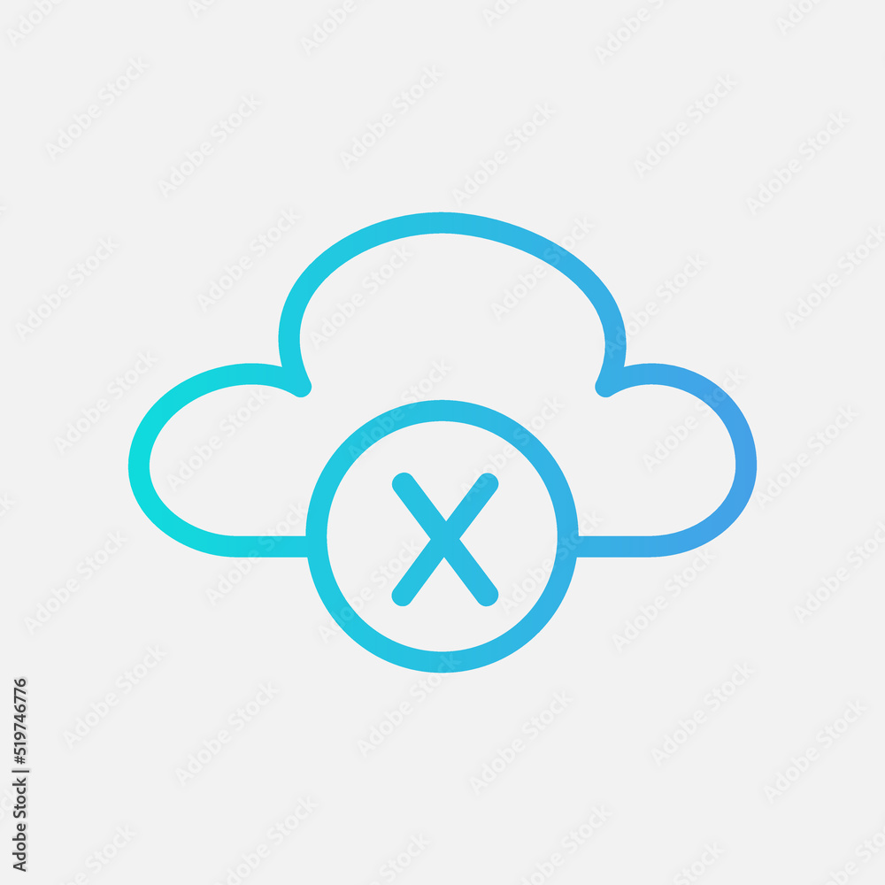 Disconnected icon in gradient style about cloud computing, use for website mobile app presentation Disconnected icon in gradient style about cloud computing, use for website mobile app presentation
