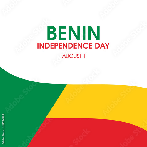 Benin Independence Day vector. Abstract waving flag of benin icon vector isolated on a white background. August 1. Important day