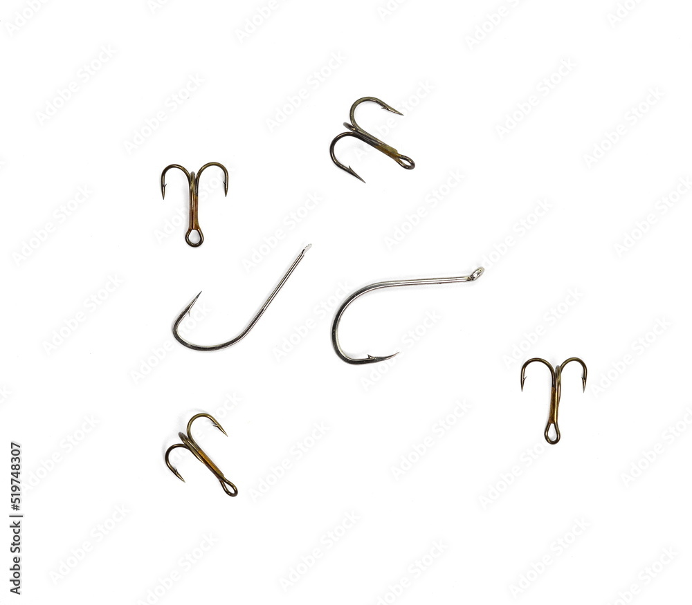 Fishing hooks isolated on white background Fishing hooks isolated on white background