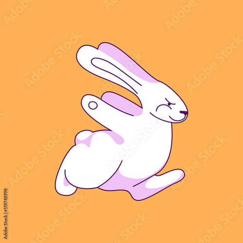 an anthropomorphic animal with human life situations. A simple rabbit runs from its target