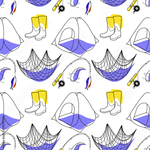 vector seamless pattern on the topic of fishing